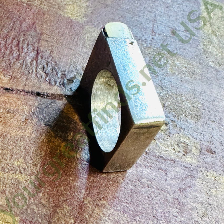 Vintage Sterling Silver Turquoise Inlay Square Ring Navajo Larry Castillo 7.5