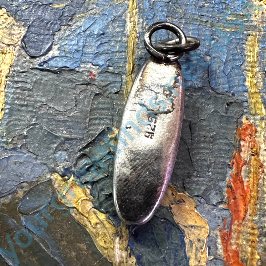 Vintage Sterling Silver & Turquoise Long Pendant Pendant