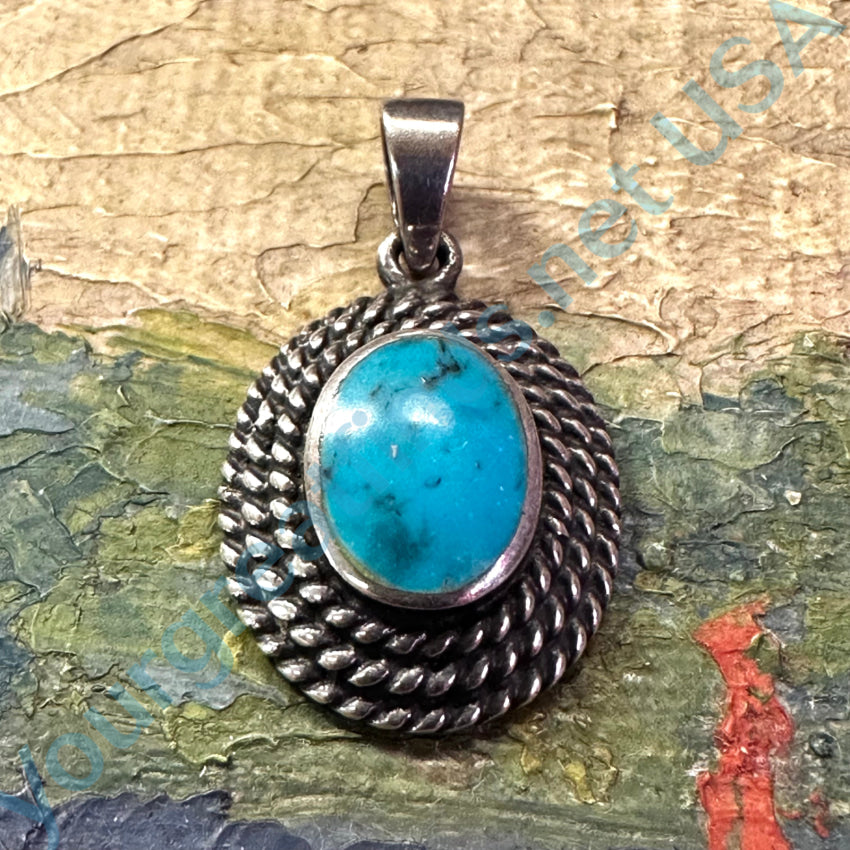 Vintage Sterling Silver & Turquoise Pendant Pendant