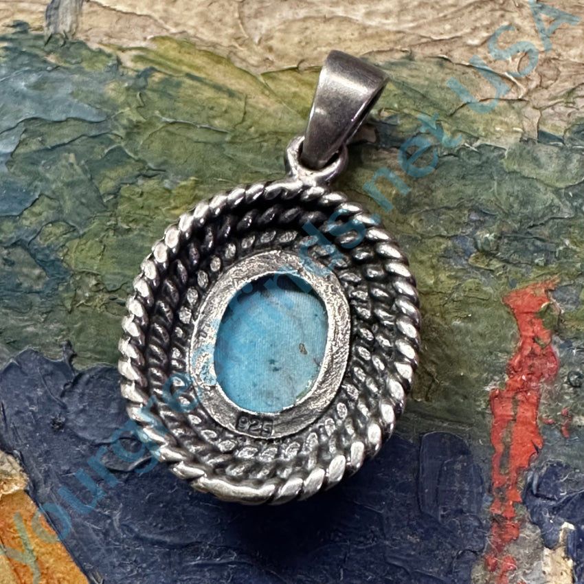 Vintage Sterling Silver & Turquoise Pendant Pendant