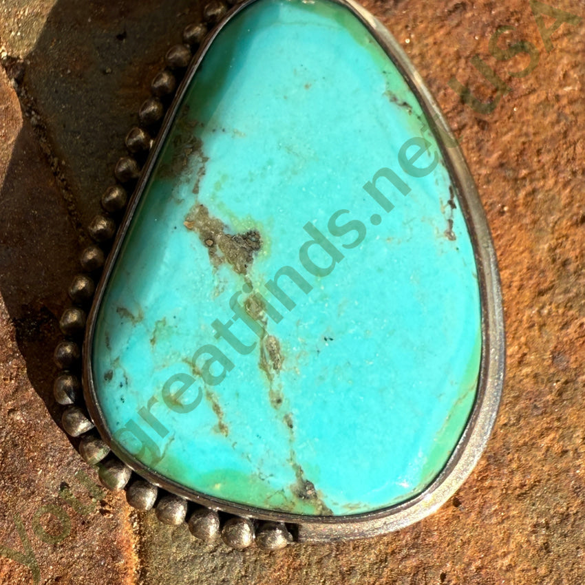 Vintage Sterling Silver Turquoise Pendant & Chain Necklace necklace