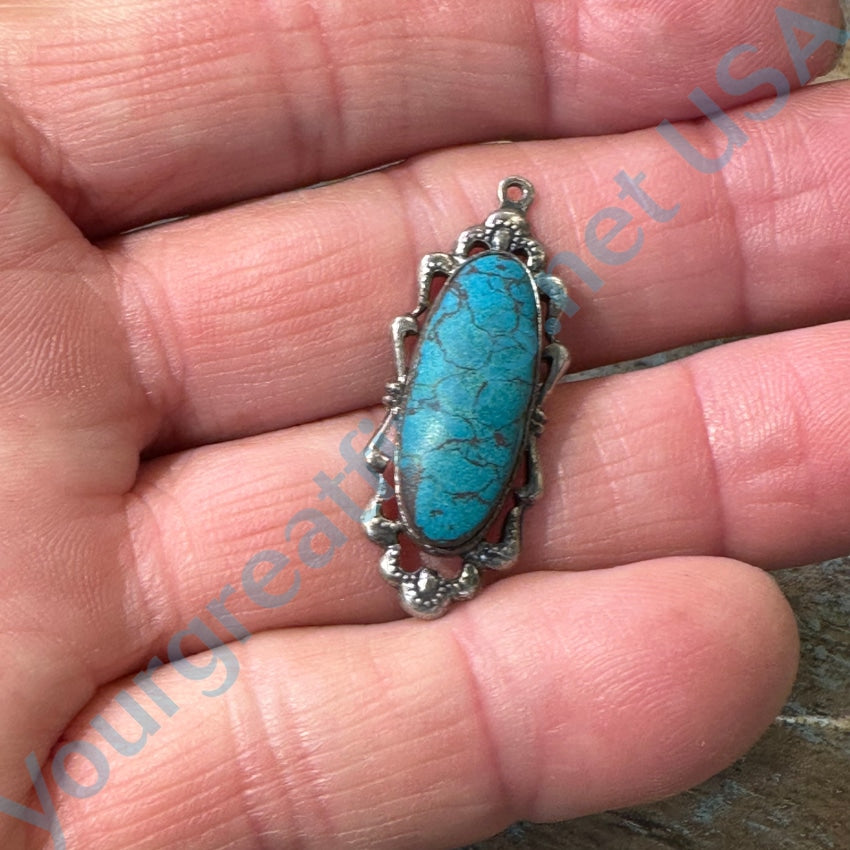 Vintage Sterling Silver Turquoise Pendant Charm