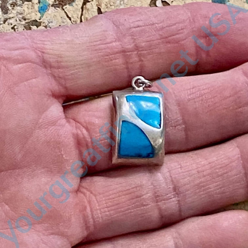 Vintage Sterling Silver Turquoise Pendant Mexico