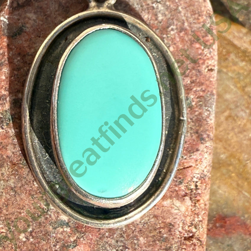 Vintage Sterling Silver & Turquoise Pendant SG Silver pendant