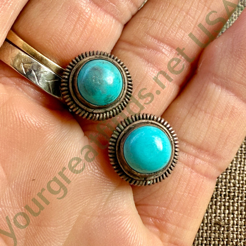 Vintage Sterling Silver & Turquoise Pierced Post Earrings earrings