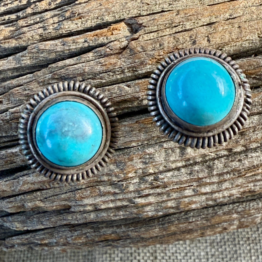 Vintage Sterling Silver & Turquoise Pierced Post Earrings earrings
