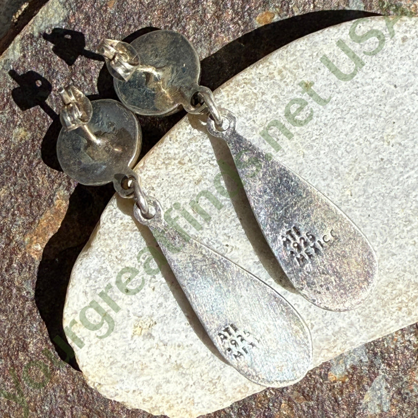 Vintage Sterling Silver & Turquoise Pierced Post Earrings Mexico earrings