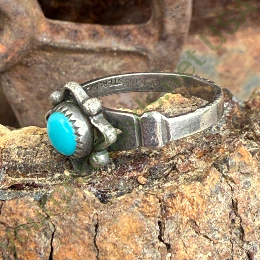 Vintage Sterling Silver & Turquoise Ring Bell Trading Post Size 4 3/4 ring