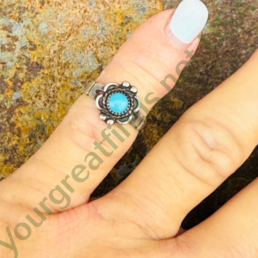 Vintage Sterling Silver & Turquoise Ring Bell Trading Post Size 4 3/4 ring