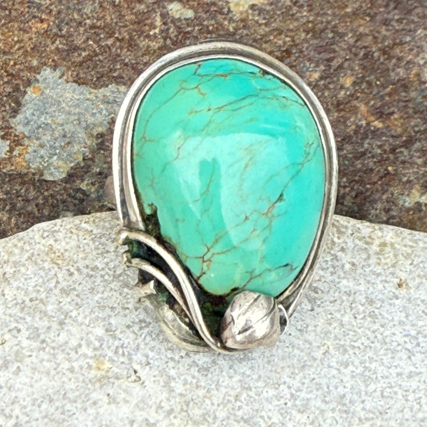 Vintage Sterling Silver & Turquoise Ring Size 7.25 ring