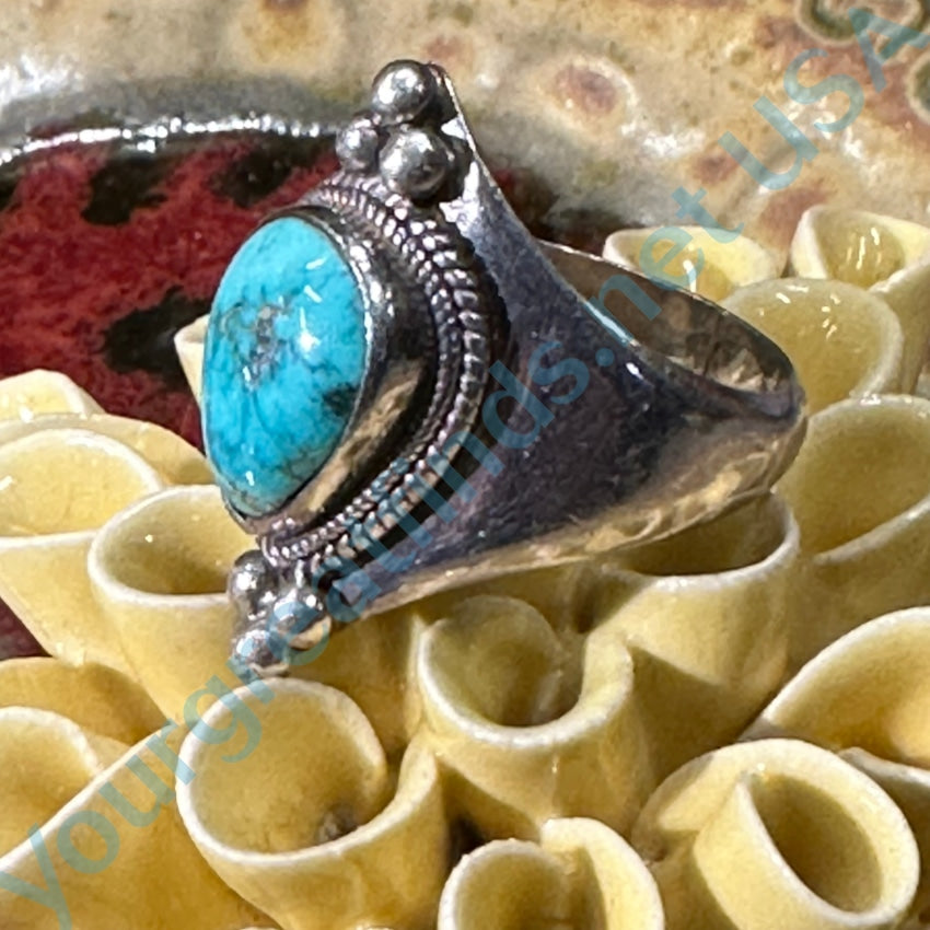 Vintage Sterling Silver Turquoise Ring Size 8