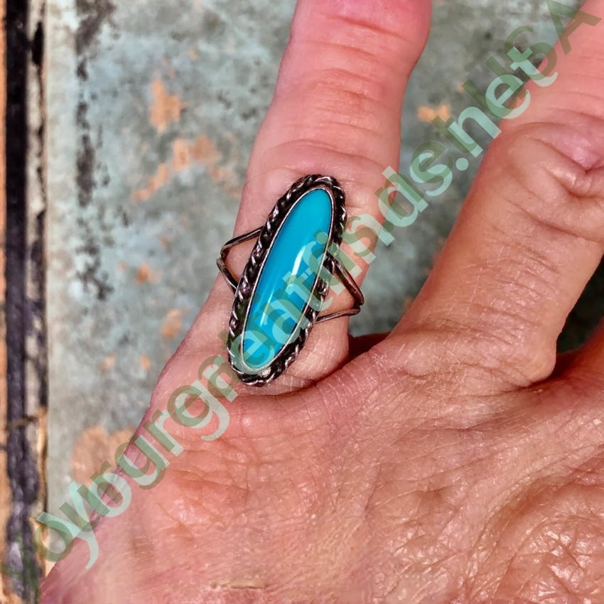 Vintage Sterling Silver Turquoise Ring Southwestern 5 1/4 Yourgreatfinds