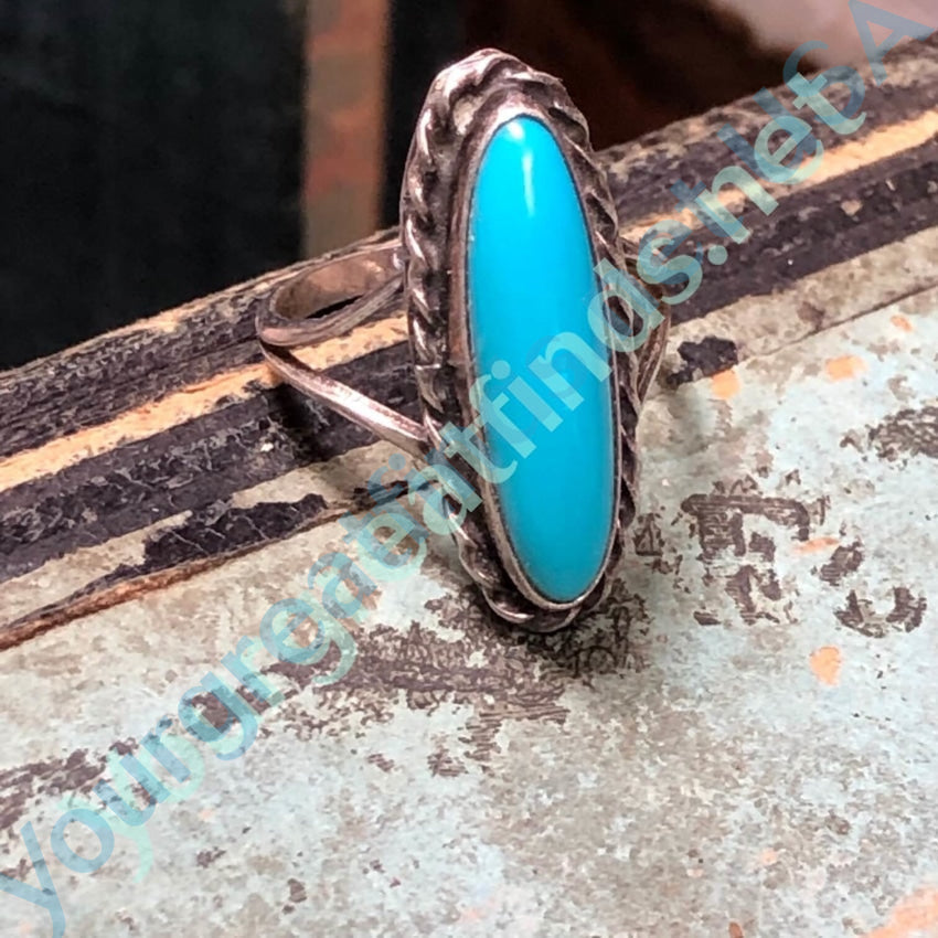 Vintage Sterling Silver Turquoise Ring Southwestern 5 1/4 Yourgreatfinds