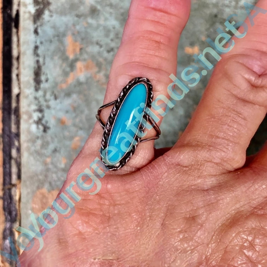 Vintage Sterling Silver Turquoise Ring Southwestern 5 1/4 Yourgreatfinds