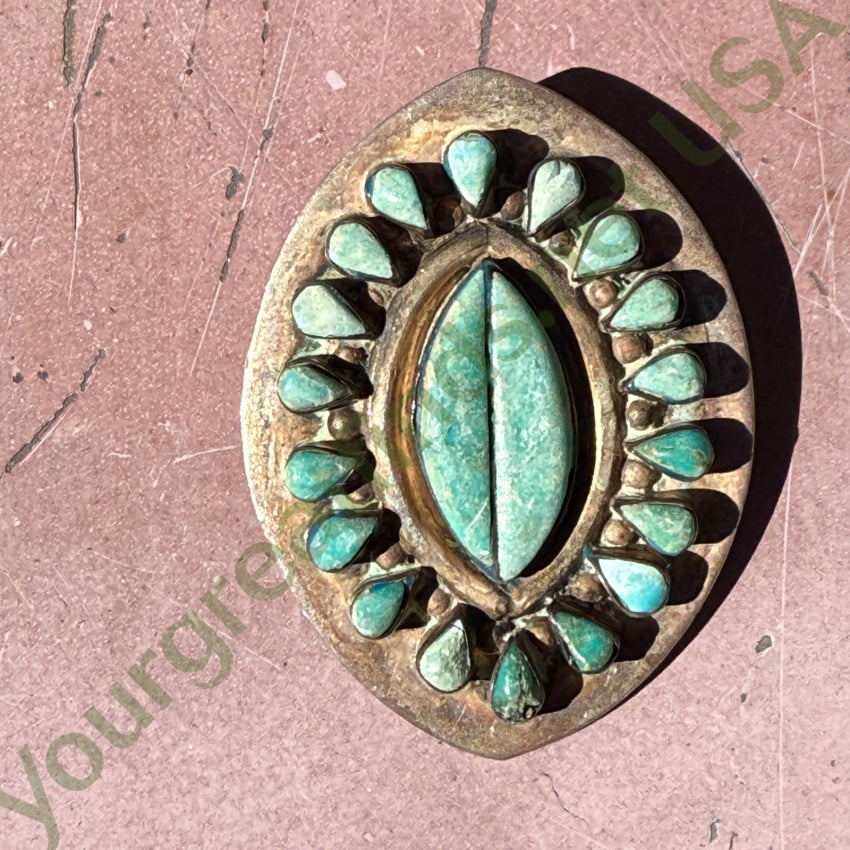 Vintage Sterling Silver & Turquoise Rosette Pin Pendant Taxco Mexico pendant pin