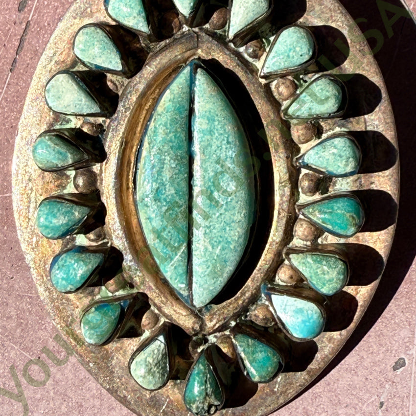 Vintage Sterling Silver & Turquoise Rosette Pin Pendant Taxco Mexico pendant pin