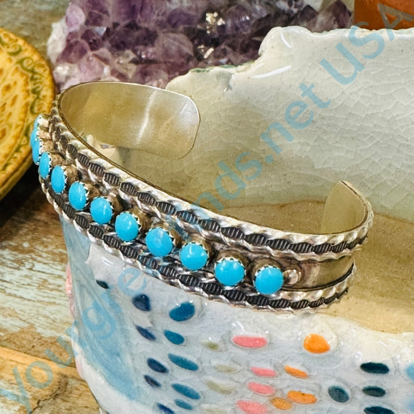 Vintage Sterling Silver Turquoise Row Bracelet