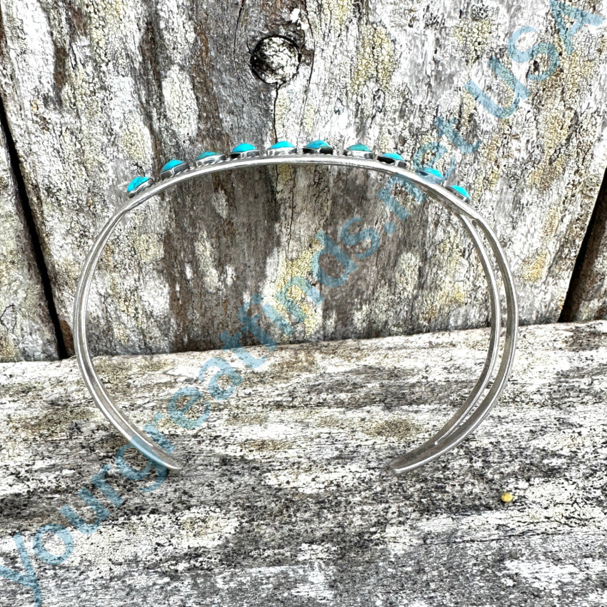 Vintage Sterling Silver & Turquoise Row Cuff Bracelet Bracelet