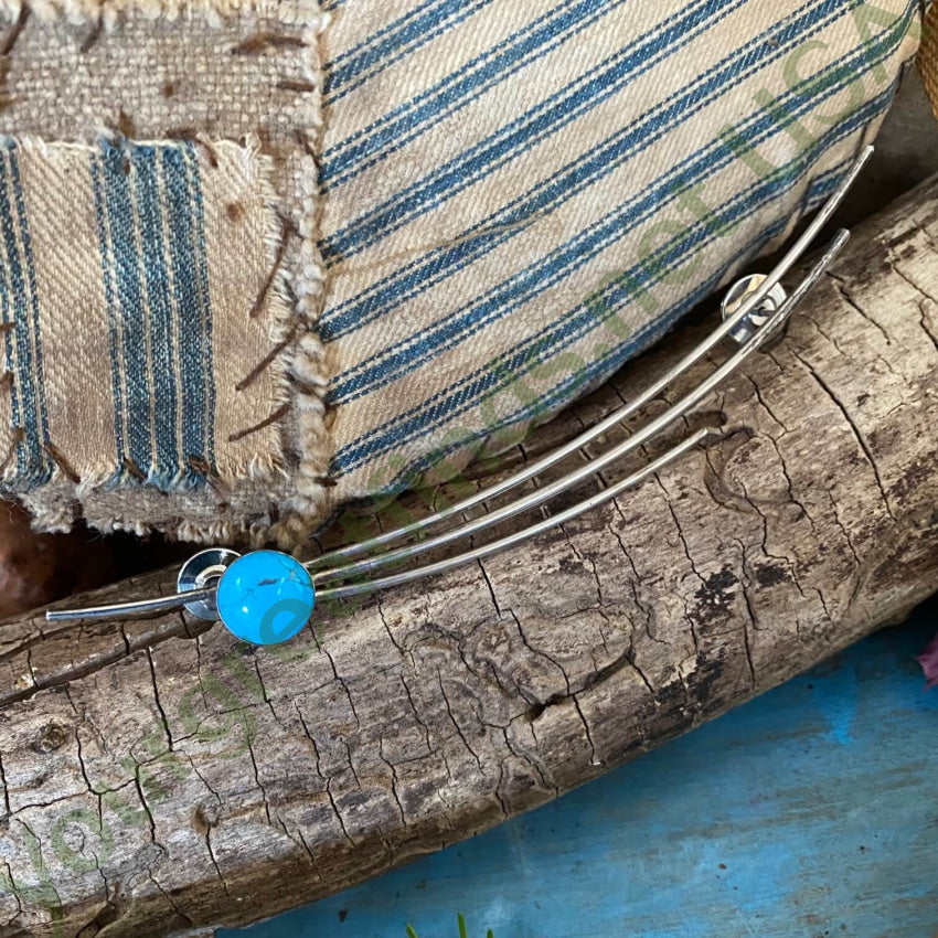 Vintage Sterling Silver Turquoise Shooting Star Pin
