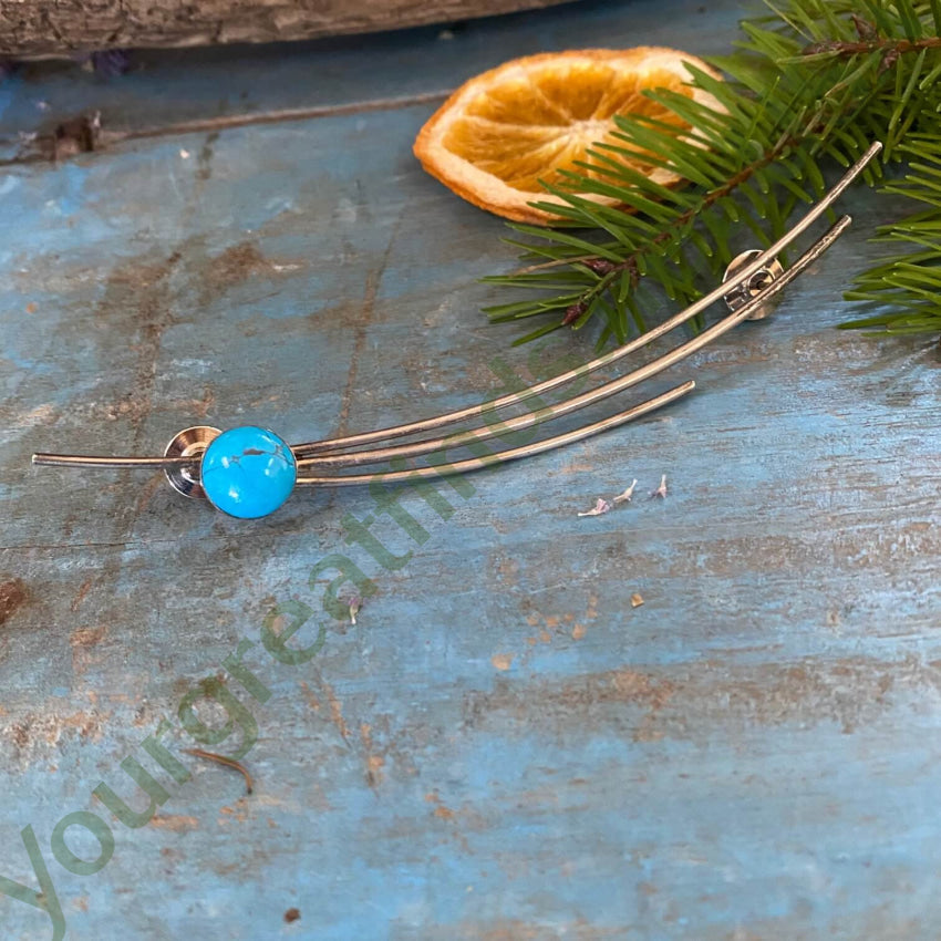 Vintage Sterling Silver Turquoise Shooting Star Pin