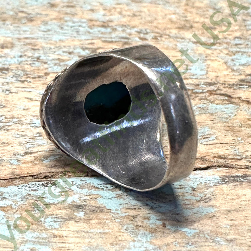 Vintage Sterling Silver & Turquoise Signet Ring Size 7