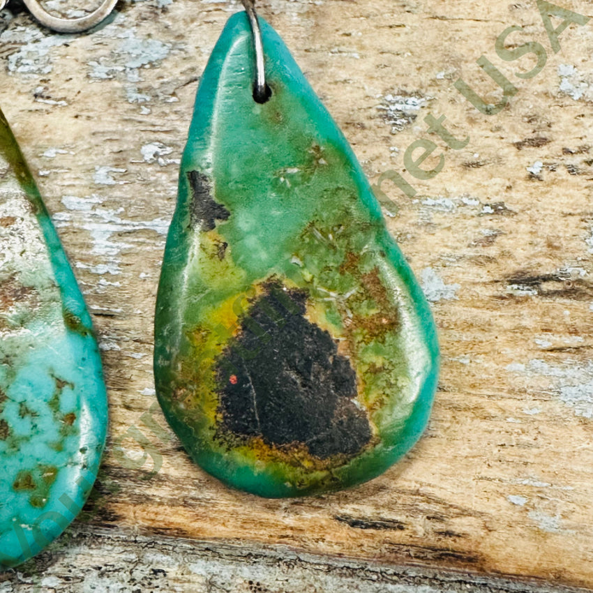 Vintage Sterling Silver Turquoise Tab Bead Clip On Earrings