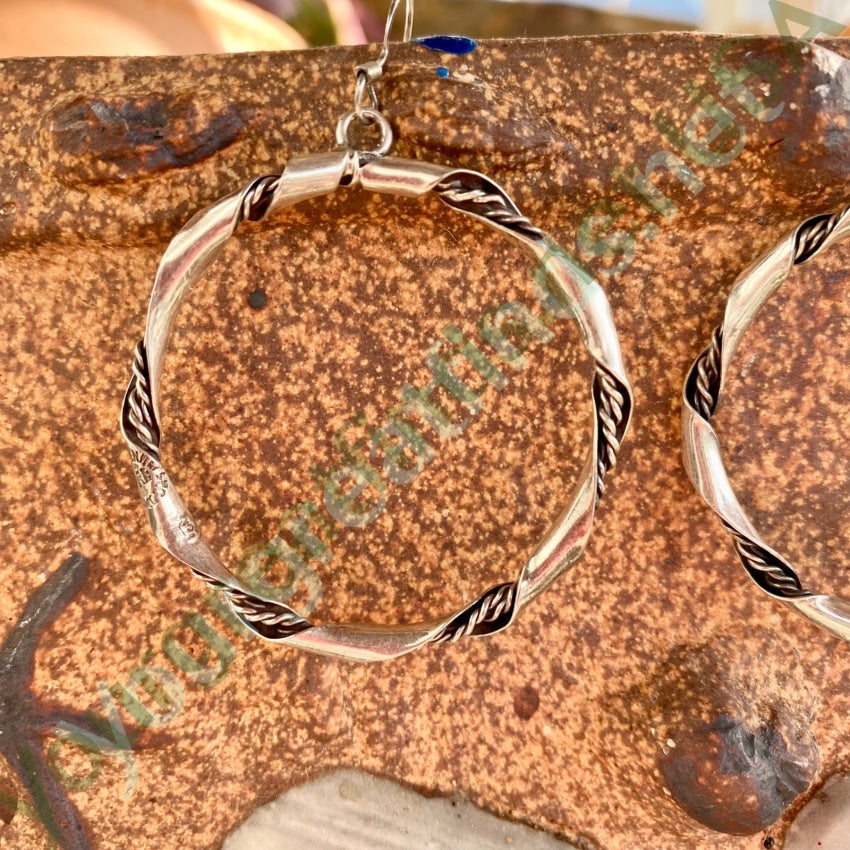 Vintage Sterling Silver Twist Hoop Earrings Mexico Yourgreatfinds