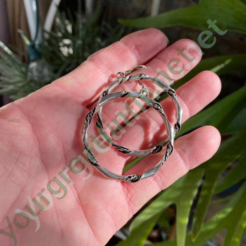 Vintage Sterling Silver Twist Hoop Earrings Mexico Yourgreatfinds