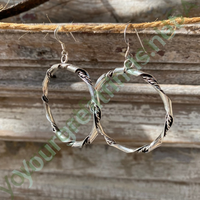 Vintage Sterling Silver Twist Hoop Earrings Mexico Yourgreatfinds