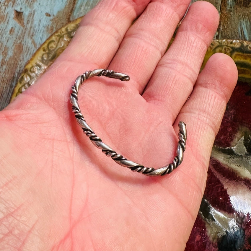 Vintage Sterling Silver Twisted Wire Childs Bracelet