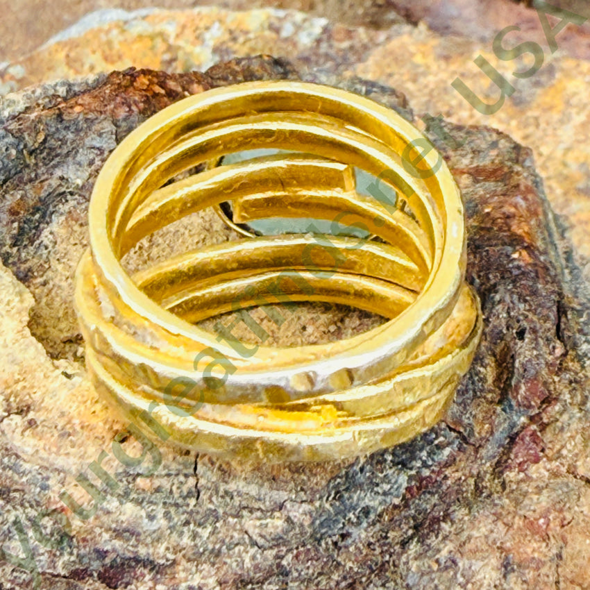 Vintage Sterling Silver Vermeil Wrap Band Ring Praisiolite 6.25 ring