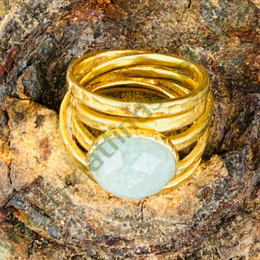 Vintage Sterling Silver Vermeil Wrap Band Ring Praisiolite 6.25 ring