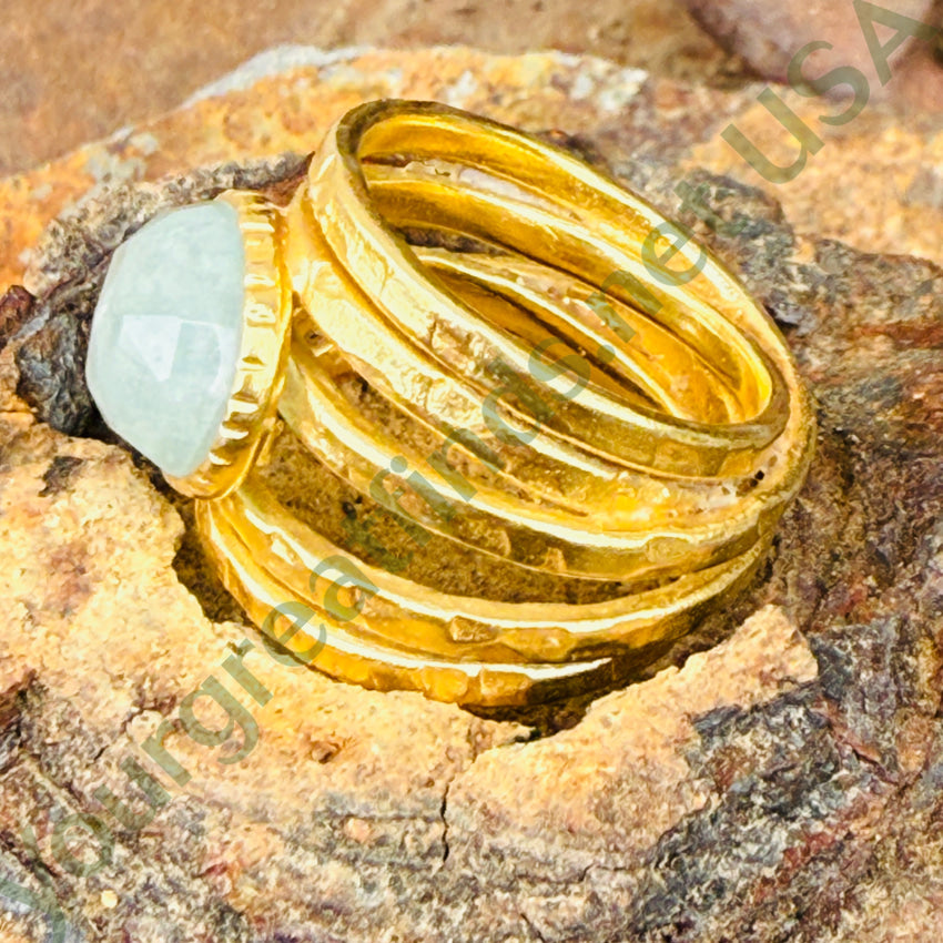 Vintage Sterling Silver Vermeil Wrap Band Ring Praisiolite 6.25 ring