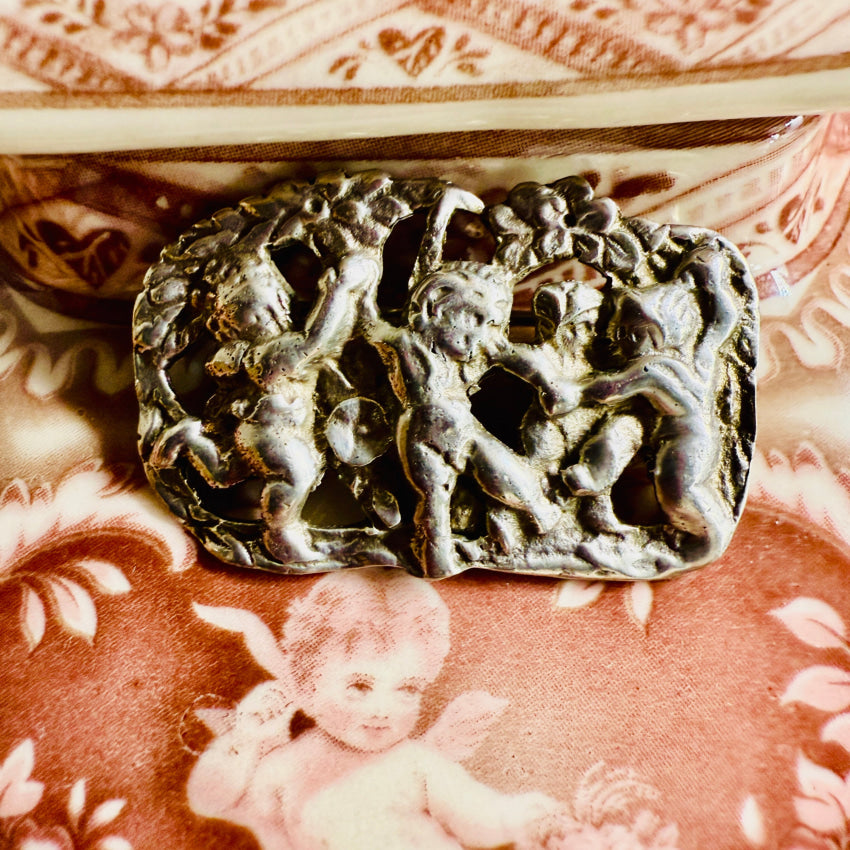 Vintage Sterling Silver Victorian Cherub Brooch Pin pin / brooch