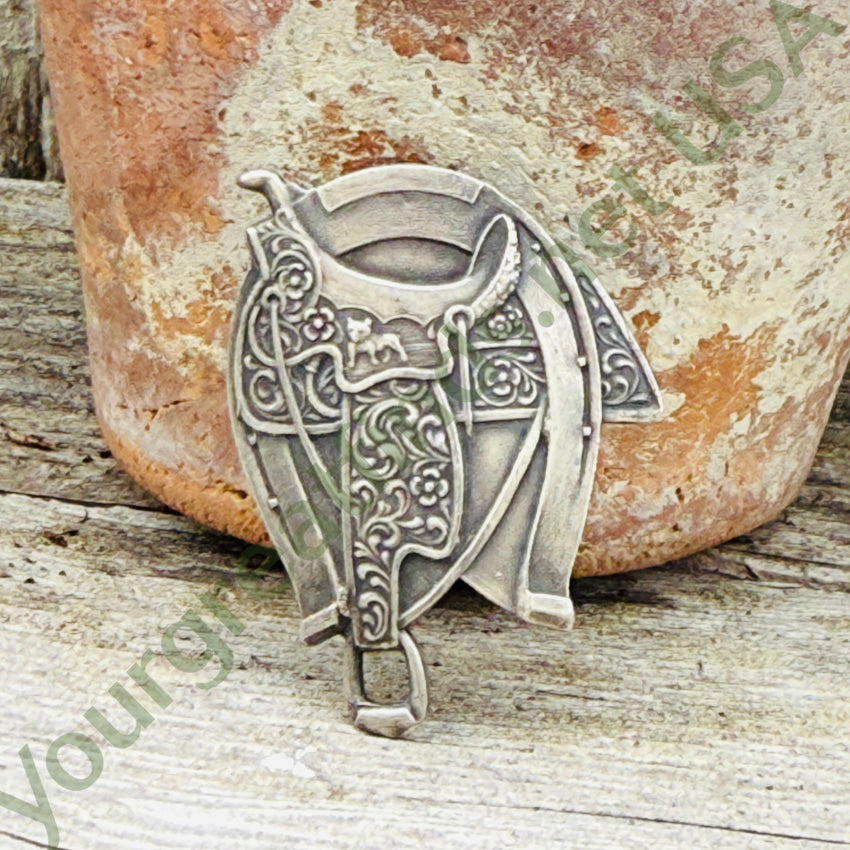 Vintage Sterling Silver Western Saddle Horseshoe Neckerchief Slide neckerchief slide