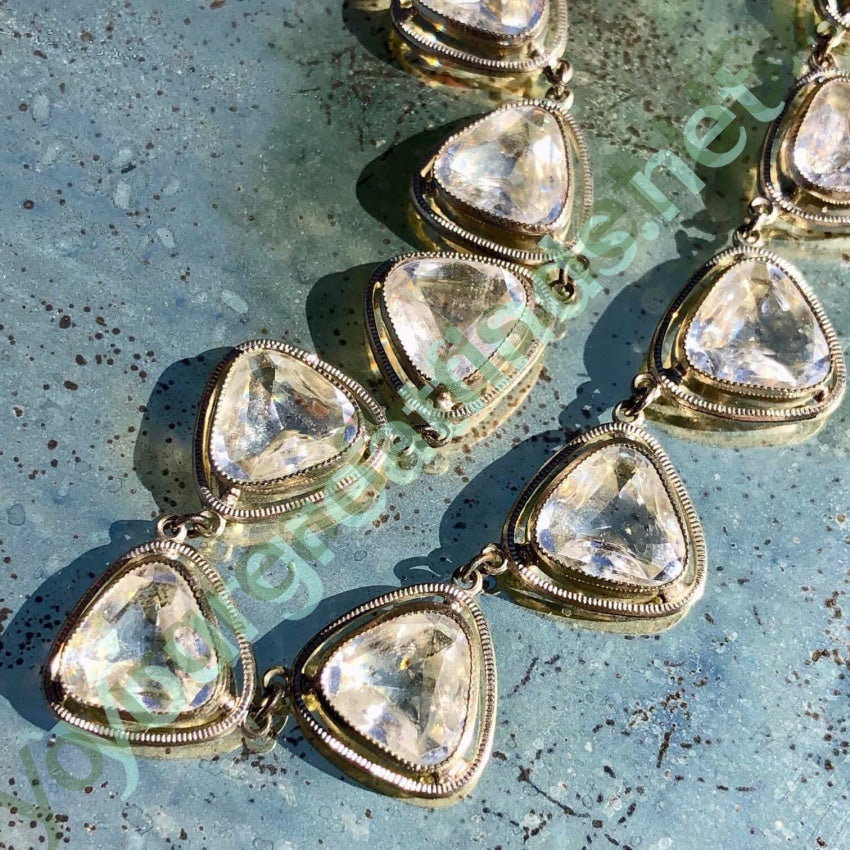 Vintage Sterling Silver White Crystal Necklace Yourgreatfinds