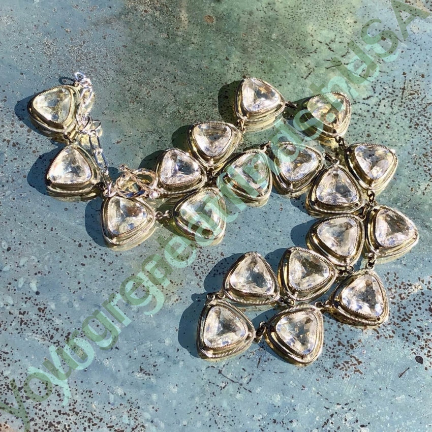 Vintage Sterling Silver White Crystal Necklace Yourgreatfinds