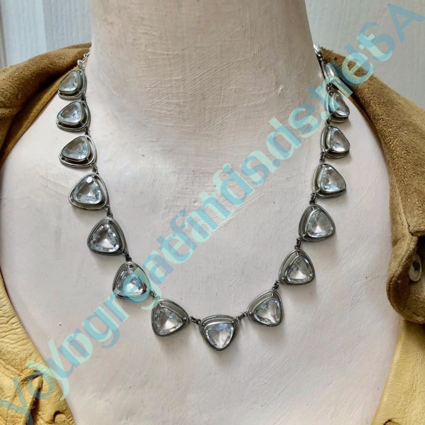 Vintage Sterling Silver White Crystal Necklace Yourgreatfinds