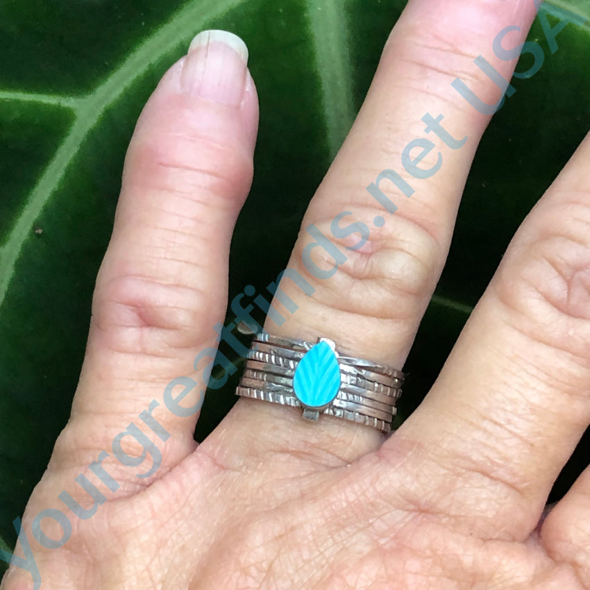 Wide Band Sterling deals Turquoise Ring