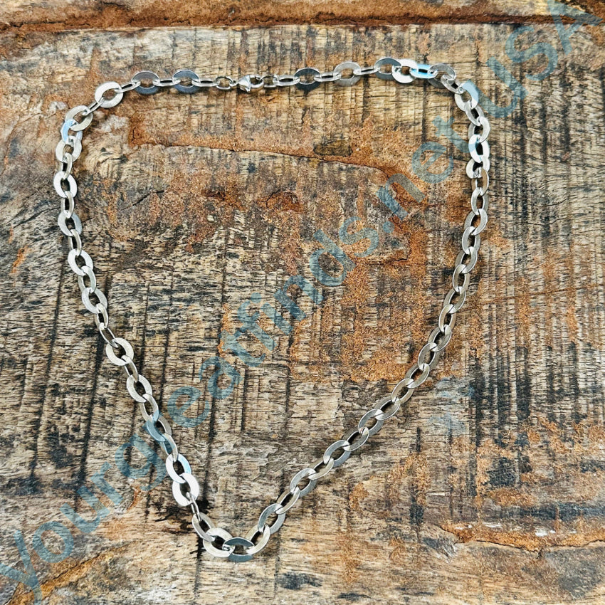 Vintage Sterling Silver Wide Link Chain Necklace 20’ Long Chain Necklace