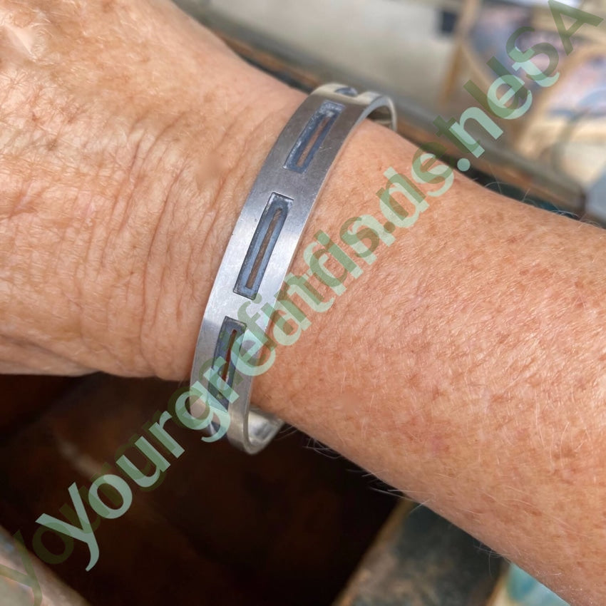 Vintage Sterling Silver Window Pane Cuff Bracelet Yourgreatfinds