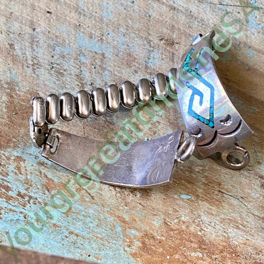 Vintage Sterling Turquoise Chip Mosaic Watch Band Plates Yourgreatfinds