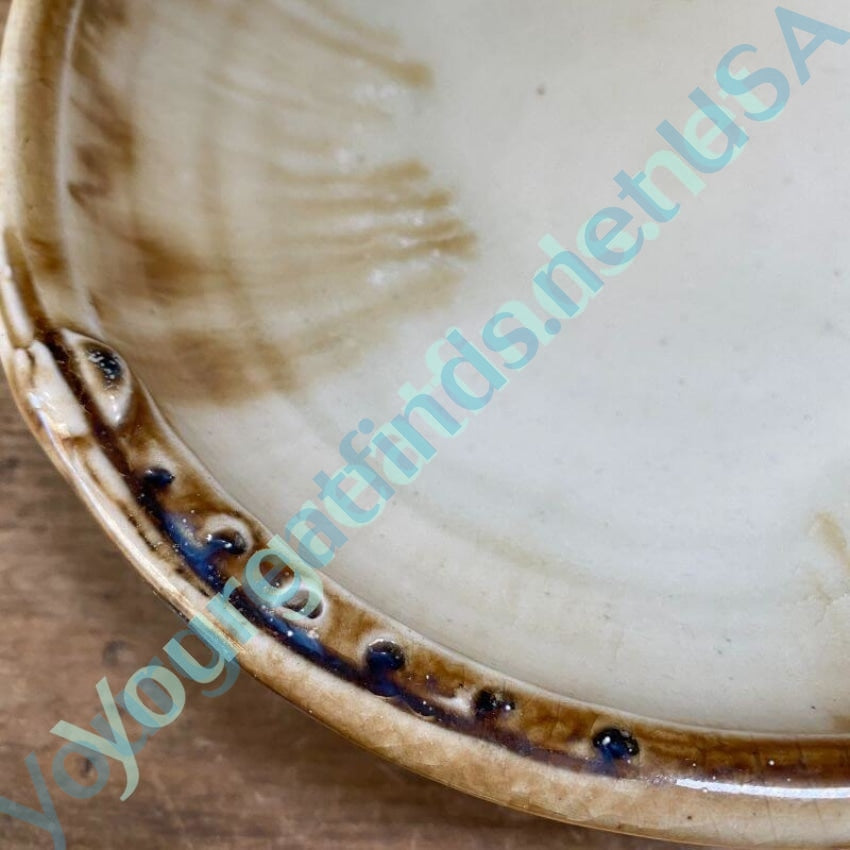 Vintage Stoneware Dish with Brown Glaze Signed Yourgreatfinds
