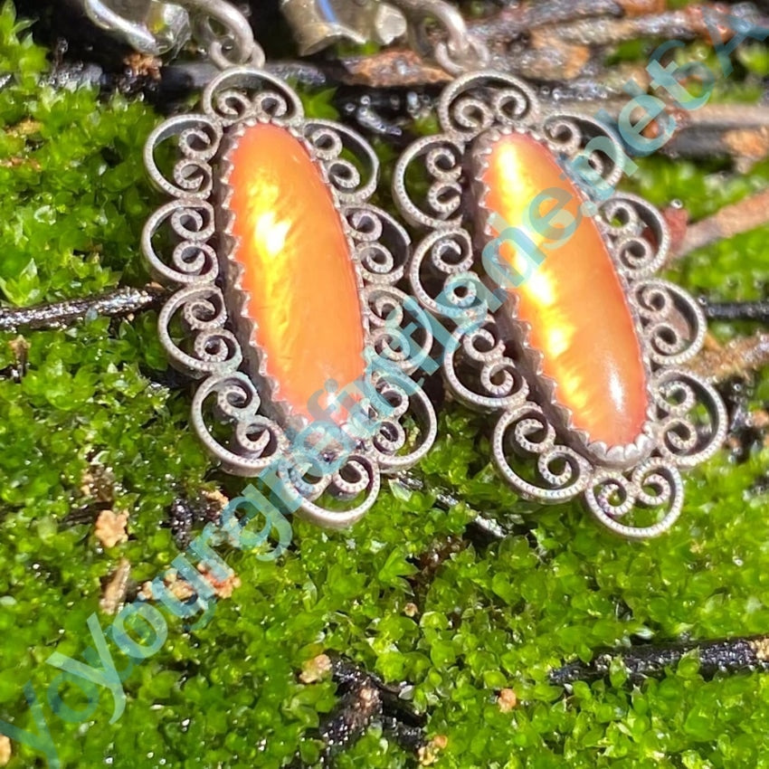 Vintage Sunstone Earrings in Sterling Silver FIligree Yourgreatfinds