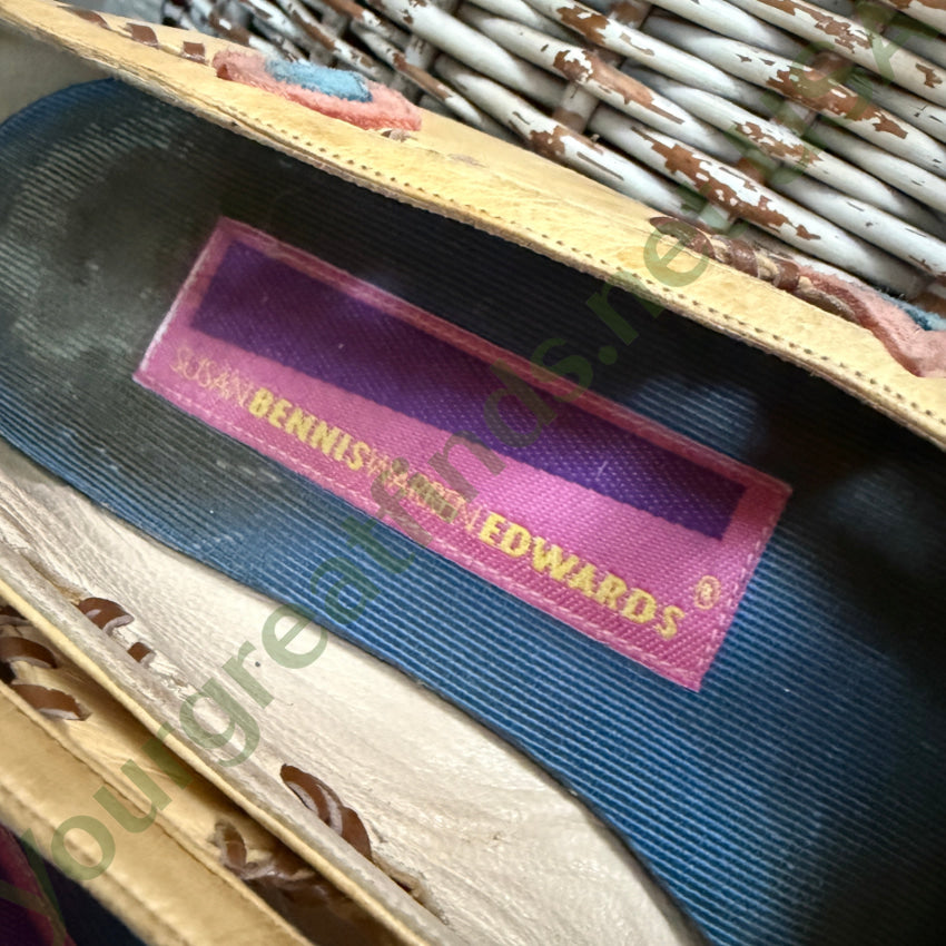 Vintage Susan Bennis Warren Edwards The Arrows Beaded Leather Shoes 6 1/2 Shoes