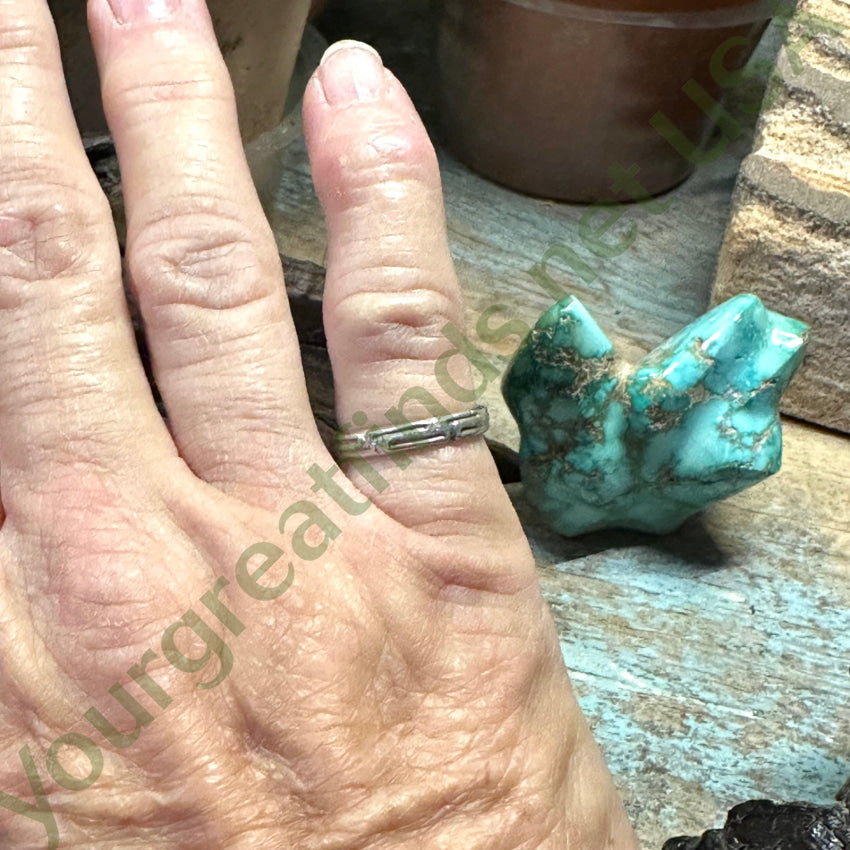 Vintage Textured Solid Sterling Silver Band Ring Size 5 1/8 Mexico