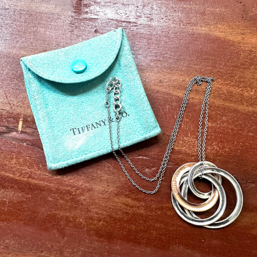 Vintage Tiffany & Co. 4 Interlocking Circle Necklace Sterling Silver