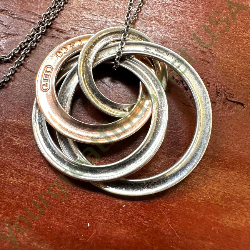Vintage Tiffany & Co. 4 Interlocking Circle Necklace Sterling Silver