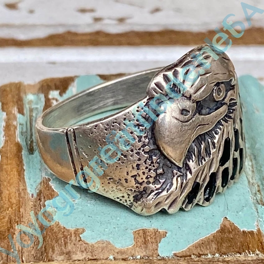 Vintage Time Worn American Eagle Ring Sterling Silver Size 11 Yourgreatfinds