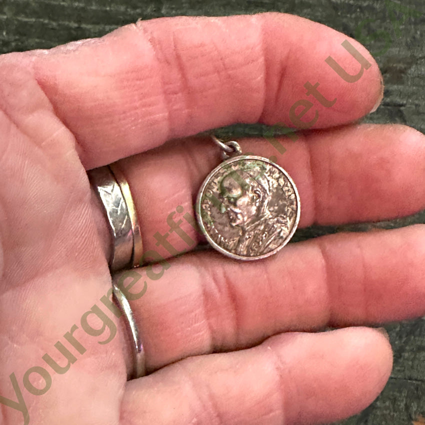 Vintage Time Worn Double Sided Catholic Devotional Pendant Pendant